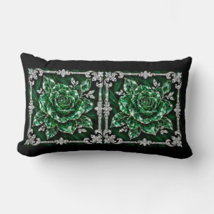 Cojín Lumbar colección de flores de cristal esmeralda real