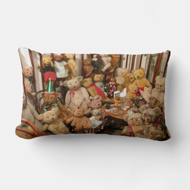 Cojín Lumbar Colección De Osos De Teddy Vintage (Anverso)