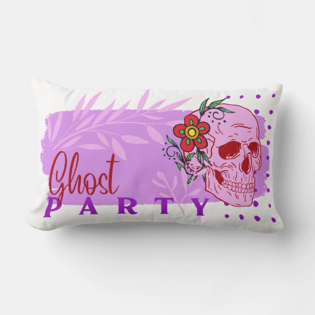 Cojín Lumbar Colección de sellos de Halloween "fiesta fantasma" (Anverso)