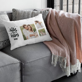 Cojín Lumbar Collage Couple Photo y Abrazos Y Besos Frases Amor