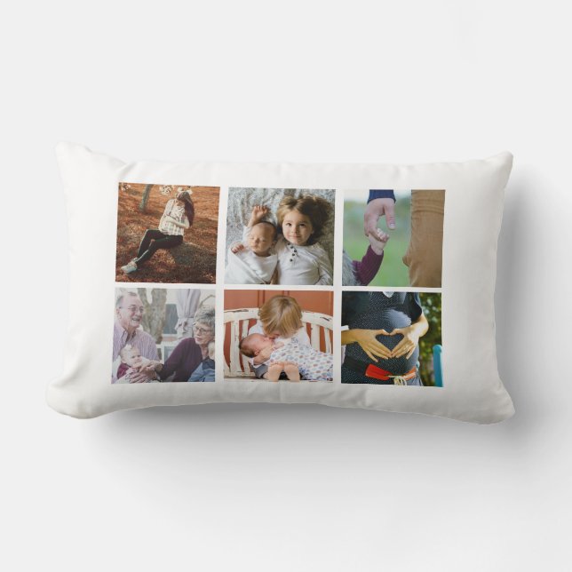 Cojín Lumbar Collage de fotos moderno de moda para familias 6 (Anverso)