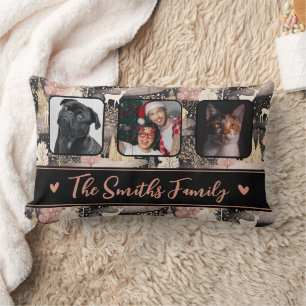 Cojín Lumbar Collage de fotos personalizado Navidades modernos