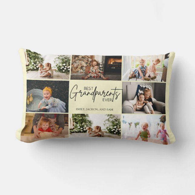 Cojín Lumbar Collage de guiones elegantes de los mejores abuelo (Anverso)