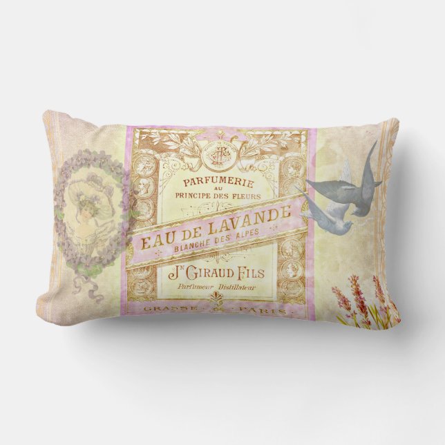 Cojín Lumbar Collage del perfume de la lavanda francesa del (Anverso)