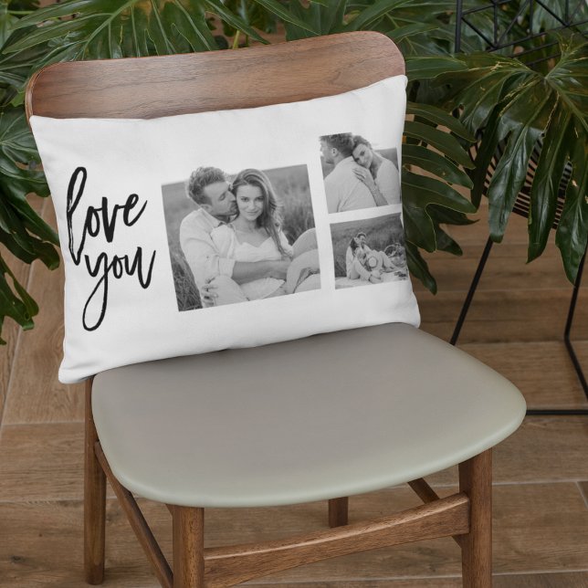 Cojín Lumbar Collage moderno Couple Photo & Love You Beauty Gif (Subido por el creador)