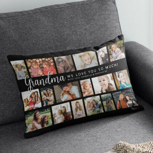 Cojín Lumbar Collage personalizado de 18 fotos de la abuela