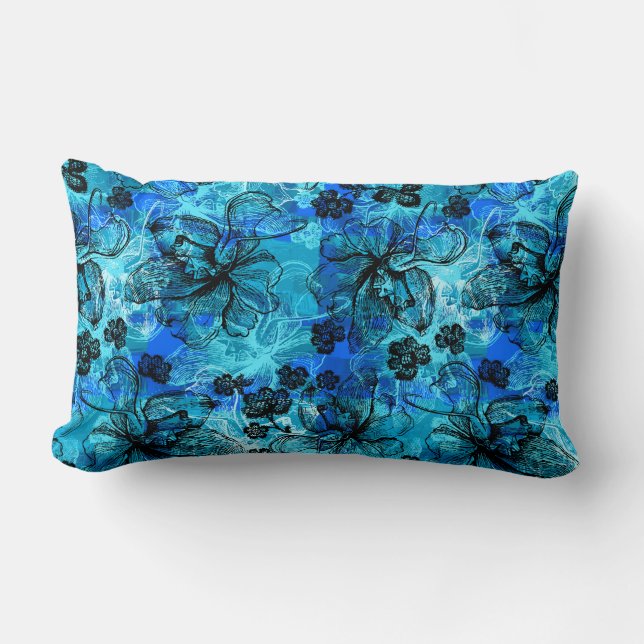 Cojín Lumbar Collage Wahine Lace Hawaiano Orquídea (Anverso)