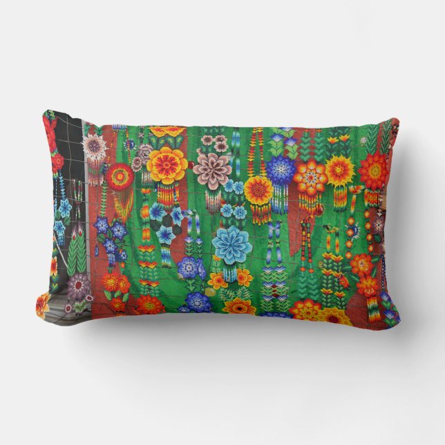 Cojín Lumbar Collares de flores con cuentas de indios americano (Anverso)