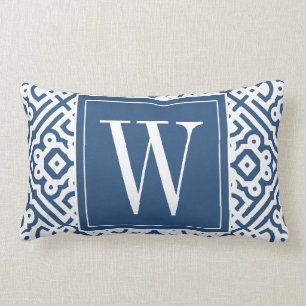 Cojín Lumbar ¡Color adaptable! Monograma moderno del laberinto