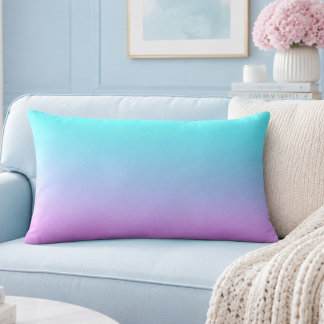 Cojín Lumbar Colores de sirena gradiente púrpura rosa aqua ombr
