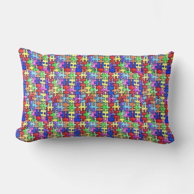 Cojín Lumbar Colorful Jigsaw Puzzle Pattern (Anverso)
