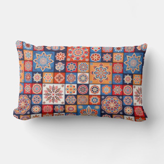 Cojín Lumbar Colorida Mandala/mosaico marroquí (Anverso)