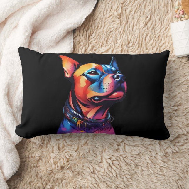 Cojín Lumbar Colorido diseño de Cyberpunk Bull Terrier, (Manta)