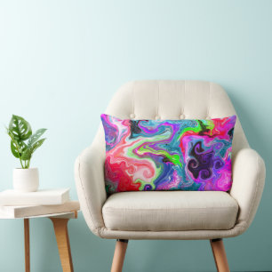 Cojín Lumbar Coloridos Swirls Abstract Fluid Art