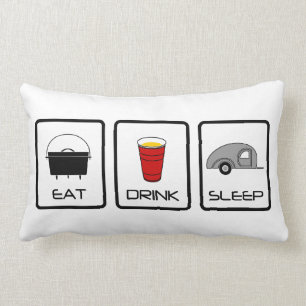 Cojín Lumbar "Coma, beba, duerma" el acampar de la lágrima