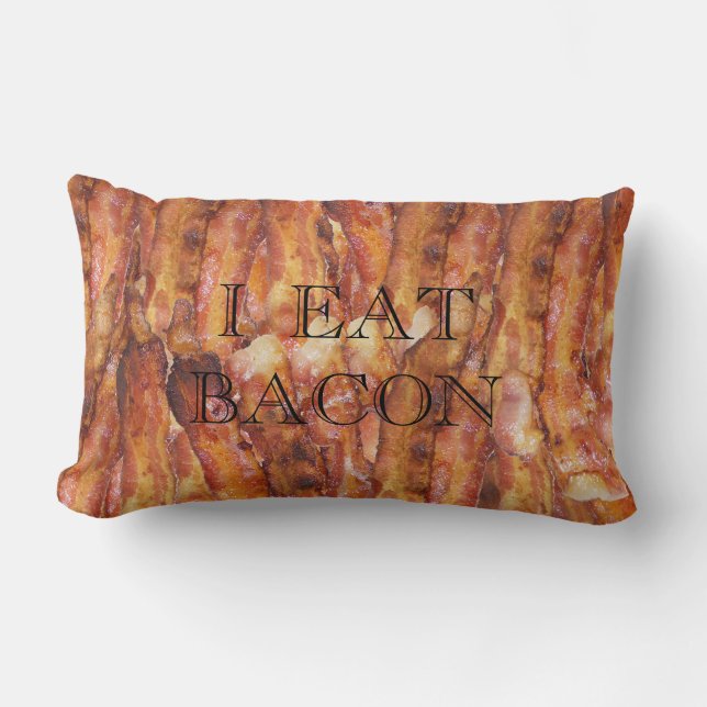Cojín Lumbar Comí Bacon Text con fondo (Anverso)