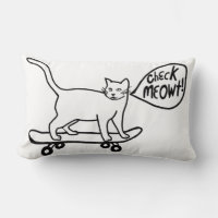 Comprobar Meowt Punny Skateboarding Cat Blanco Neg