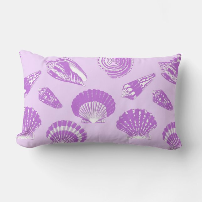 Cojín Lumbar Conchas de mar - violeta y blanco (Anverso)