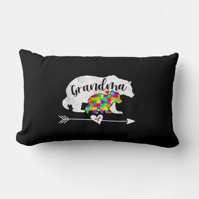 Cojín Lumbar Conciencia sobre autismo Abuela con soporte para A (Anverso)