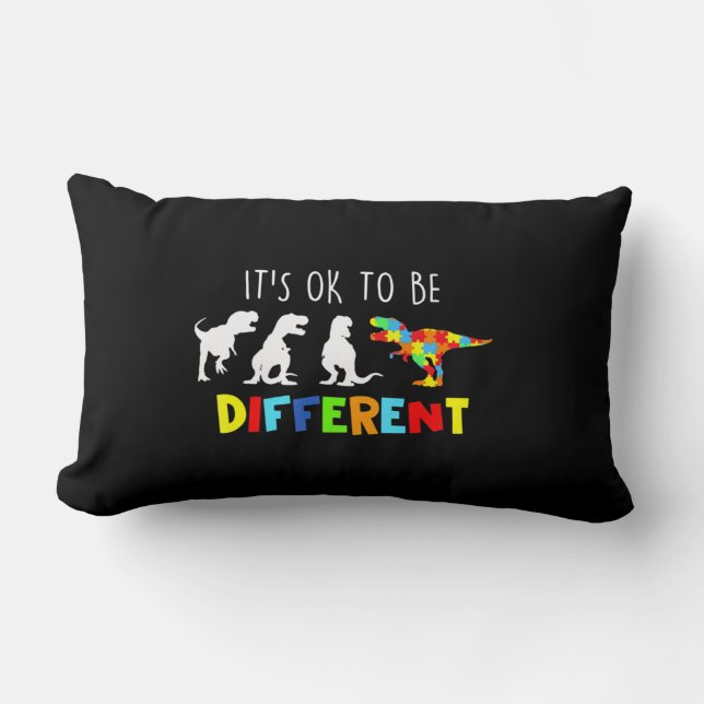 Cojín Lumbar Conciencia Sobre El Autismo Dinosaurio Kid Bois Es (Anverso)