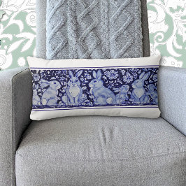 Cojín Lumbar Conejo azul Woodland Bird Bunny Delft Dedham