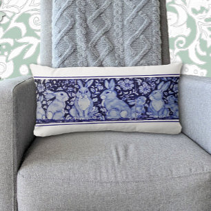 Cojín Lumbar Conejo azul Woodland Bird Bunny Delft Dedham Lumb