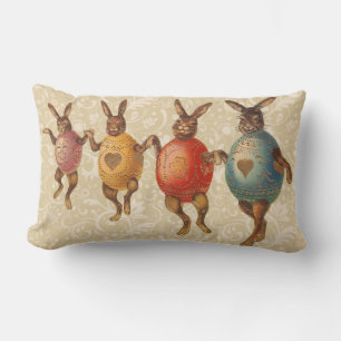 Cojín Lumbar Conejo de Pascua Huevos Bailando