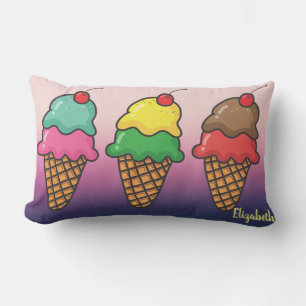 Cojín Lumbar Conos de helado coloridos femeninos - Personalizad