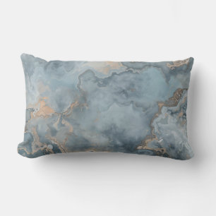Cojín Lumbar Contemporáneo Gris Azul Polvoriento Mármol Tan