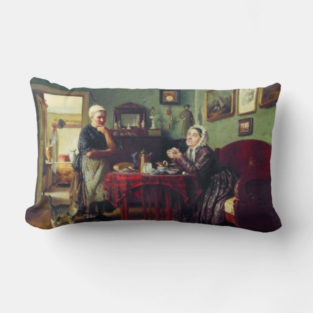 Cojín Lumbar Conversación con los hogares (de Konstantin Makovs (Anverso)