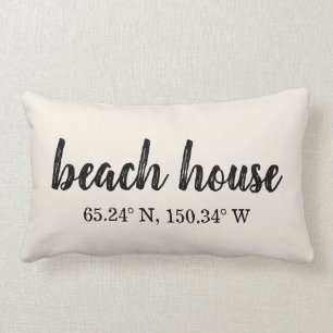 Cojín Lumbar Coordenadas de Personalizados de la Casa de Playa