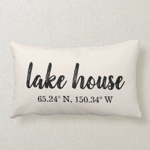 Cojín Lumbar Coordenadas Personalizados de Lake House