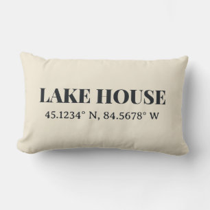 Cojín Lumbar Coordenadas Personalizados de Lake House
