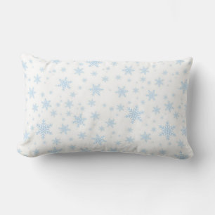Cojín Lumbar Copo de nieve azul claro sobre blanco