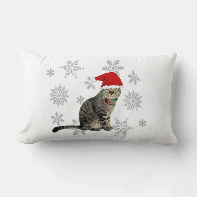 Cojín Lumbar Copo de nieve, Navidades de Meow Pillow, 2 lados (Anverso)