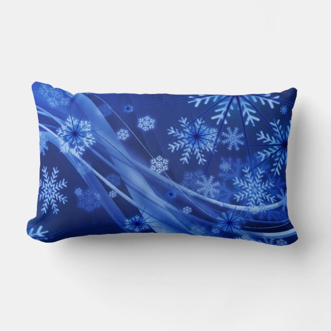 Cojín Lumbar Copos de nieve azules (Anverso)