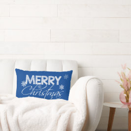 Cojín Lumbar Copos de nieve azules y blancos | Feliz Navidad