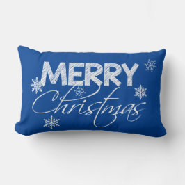 Cojín Lumbar Copos de nieve azules y blancos | Feliz Navidad