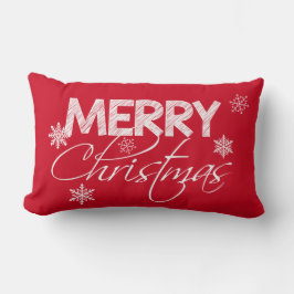 Cojín Lumbar Copos de nieve rojos y blancos | Feliz Navidad