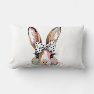 Cojín Lumbar Coquette Bunny Bow Easter Pillow - Suave y Estilo
