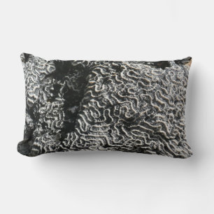 Cojín Lumbar Coral negro y blanco I Foto abstracta de la natura