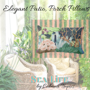 Cojín Lumbar Corales de vida subacuáticos, conchas y flores