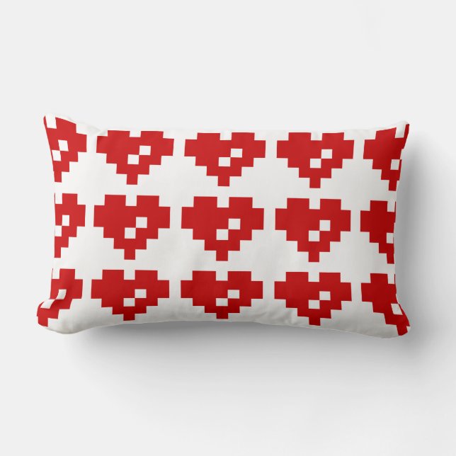 Cojín Lumbar Corazón de Pixel Amor de 8 Bits (Anverso)