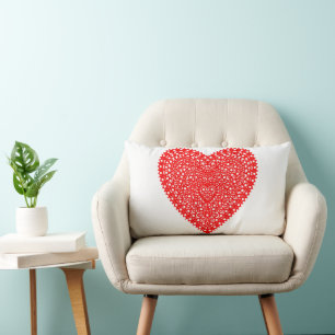 Cojín Lumbar Corazón de puntos rojos elegantes