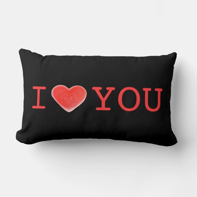 Cojín Lumbar Corazón dulce negro "yo corazón tú" lumbar rojo (Anverso)