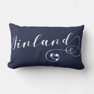Cojín Lumbar Corazón Finlandia Pillow, finlandés, finlandés, fi