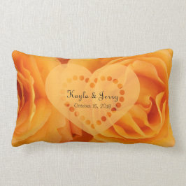 Cojín Lumbar Corazón híbrido anaranjado hermoso de los rosas de