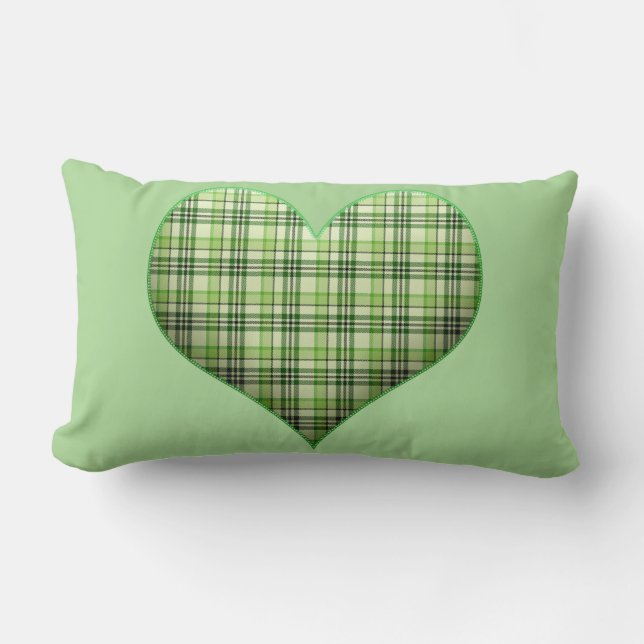 Cojín Lumbar Corazón retro de platillo verde St Patrick (Anverso)