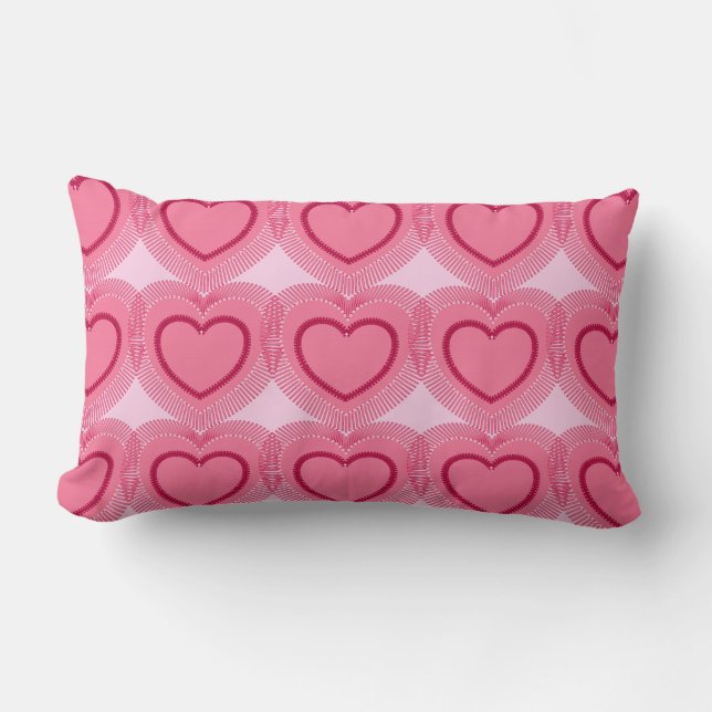 Cojín Lumbar Corazones abstractos modernos - Azalea rosa (Anverso)