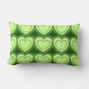 Cojín Lumbar Corazones abstractos modernos - Verde animado